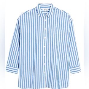 Madewell Blue and White Striped Casual Shirt